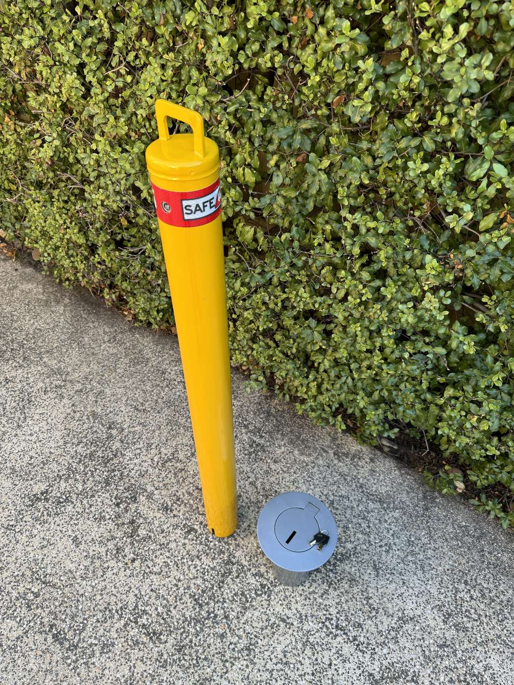 SafeWise removable key-lock safety bollard with in-ground sleeve