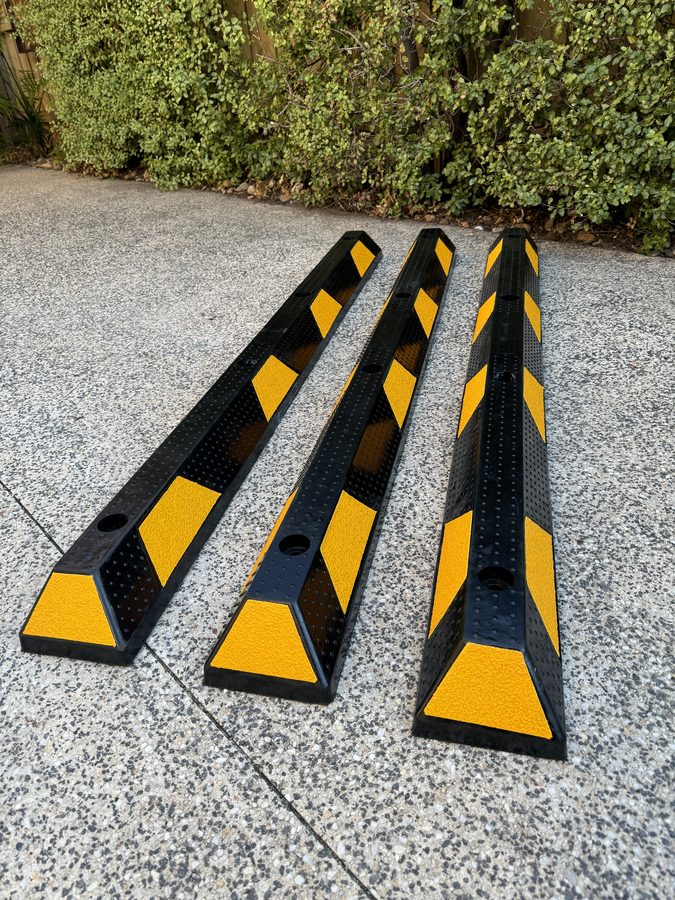 Rubber wheel stops ready for dispatch